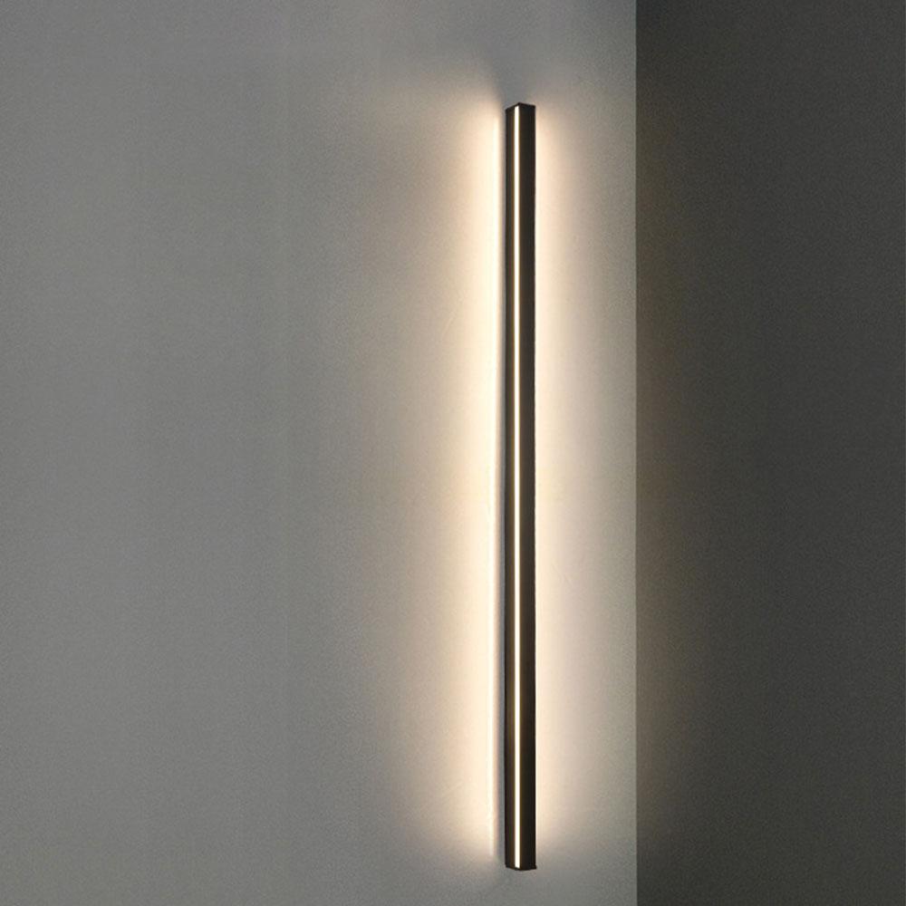 Linear LED Outdoor Wall Light Dimmable Black Aluminum Minimalist