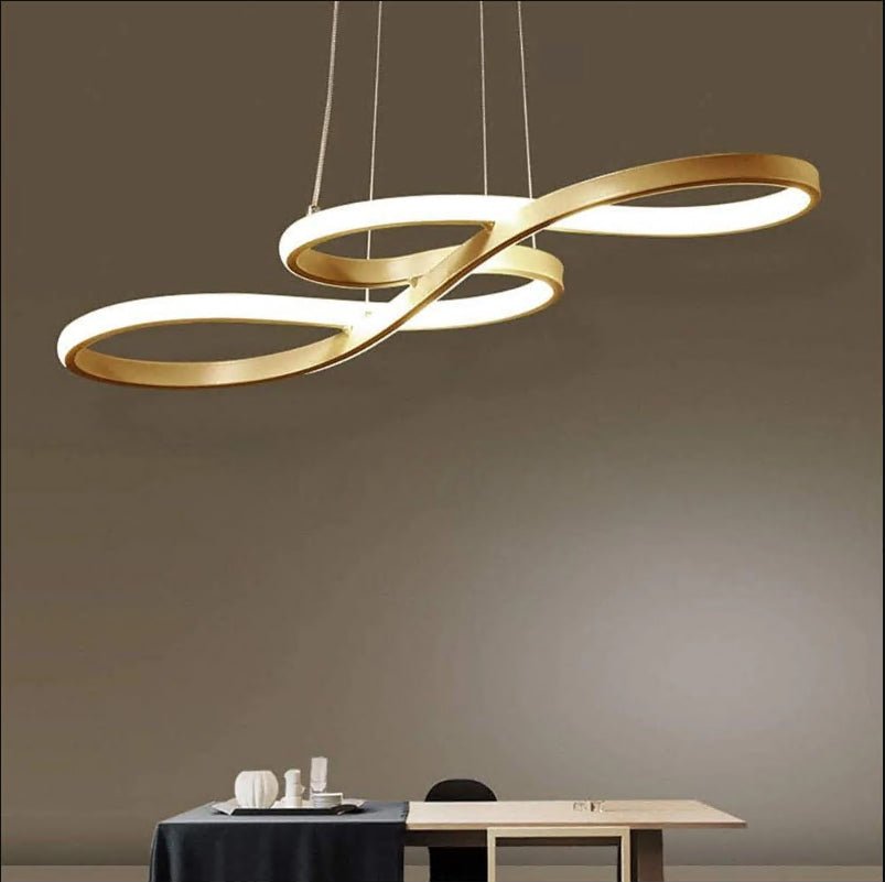 Modern Geometric Wave Chandelier Metal Silica Gel Ceiling Light