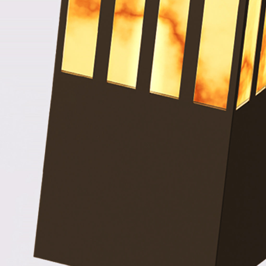 Rectangular Outdoor Bollard Light with Streak Cut Design