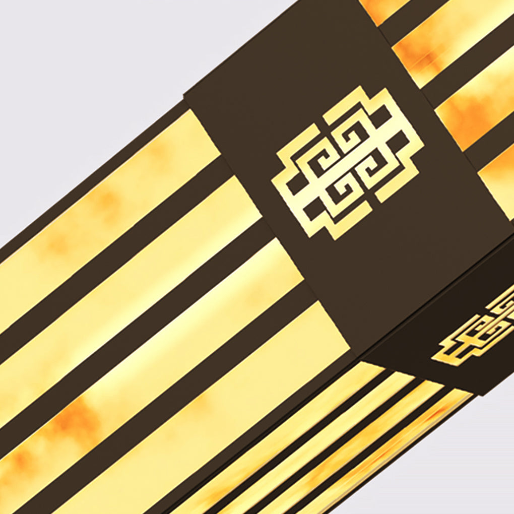 Rectangular Outdoor Bollard Light with Streak Cut Design