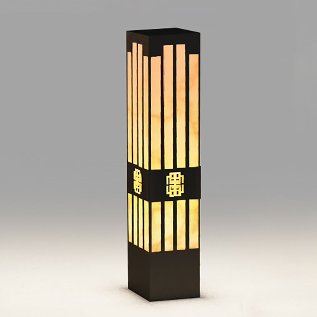 Rectangular Outdoor Bollard Light with Streak Cut Design