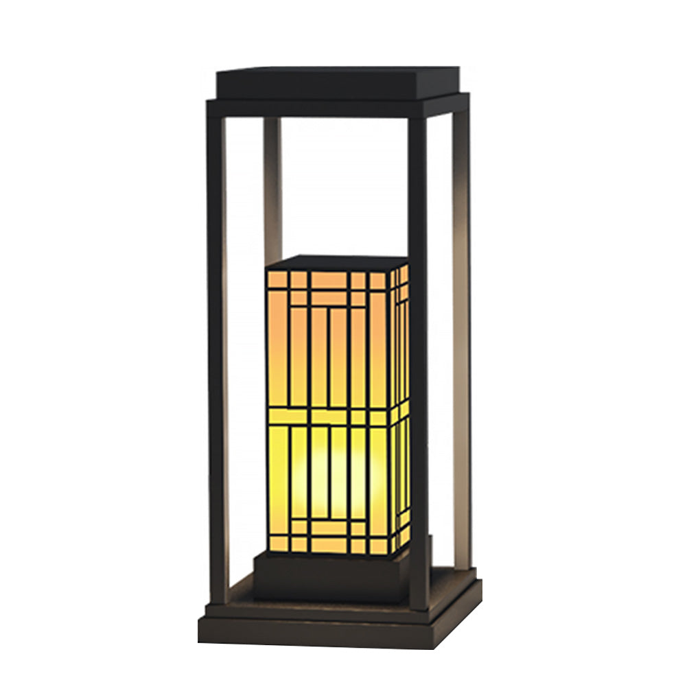 Rectangular Frame Outdoor Landscape Light with Patterned Shade