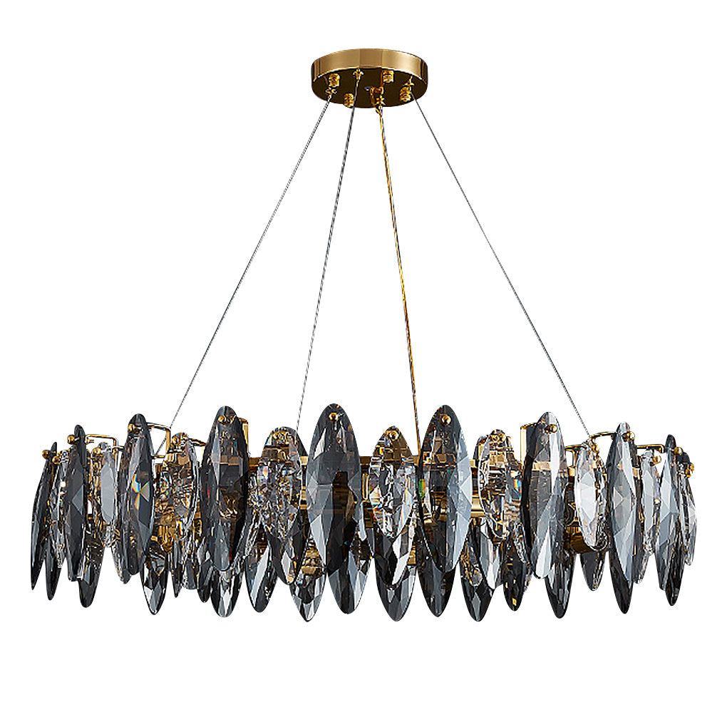 Modern Crystal Chandelier with Three-Color LED - Gold Finish