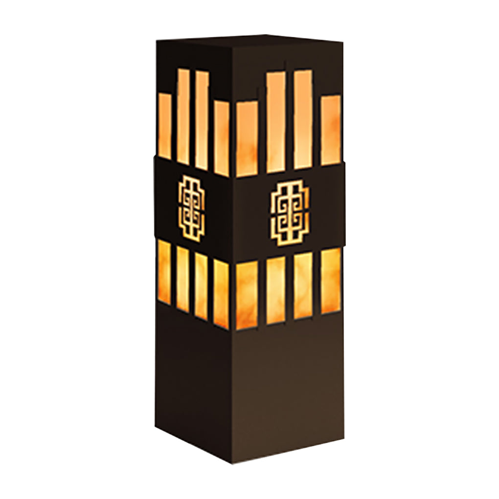 Rectangular Outdoor Bollard Light with Streak Cut Design