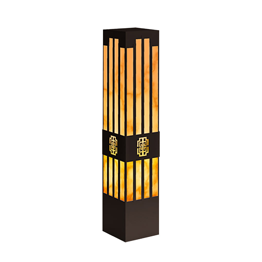 Rectangular Outdoor Bollard Light with Streak Cut Design