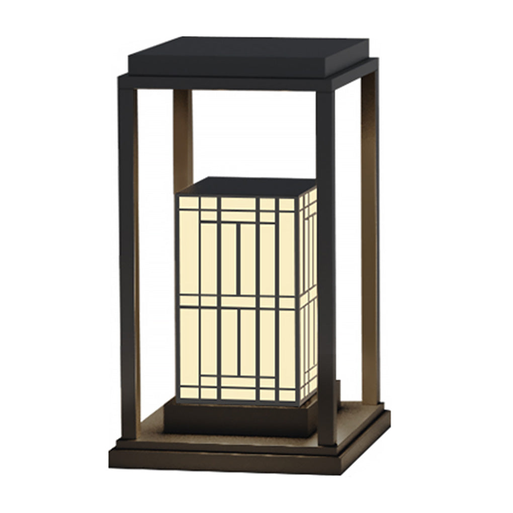 Rectangular Frame Outdoor Landscape Light with Patterned Shade