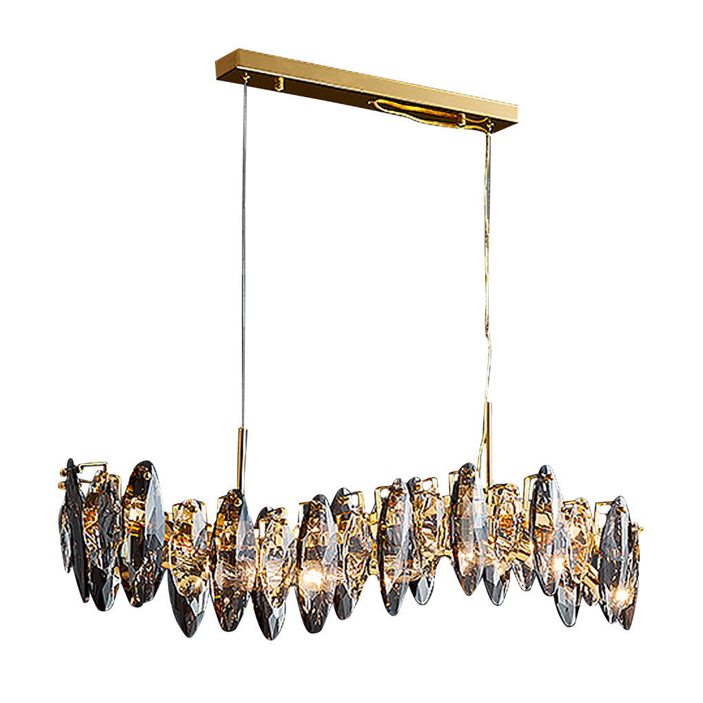 Modern Crystal Chandelier with Three-Color LED - Gold Finish