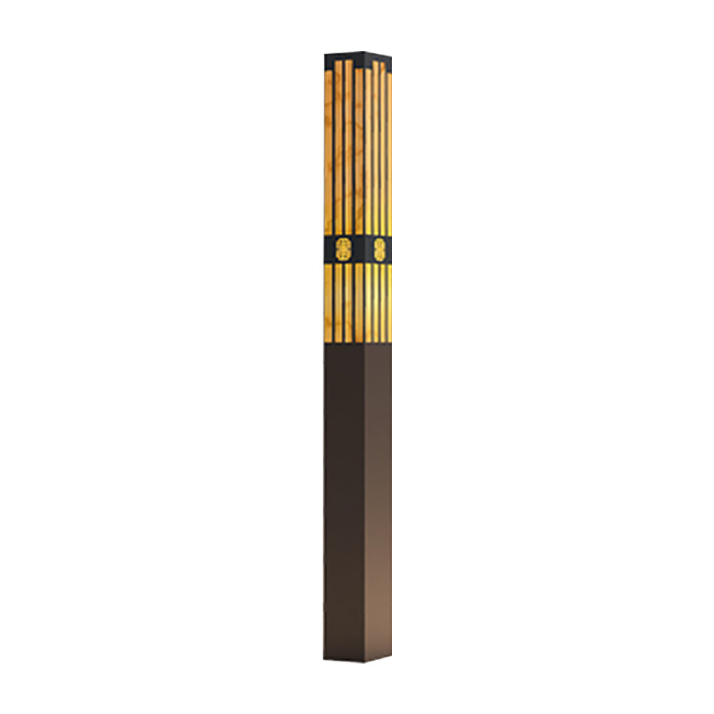 Rectangular Outdoor Bollard Light with Streak Cut Design