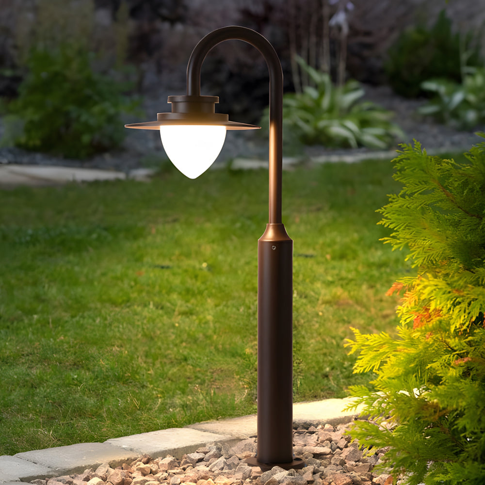 Modern Arc Arm LED Outdoor Post Lamp - Die-Cast Aluminum