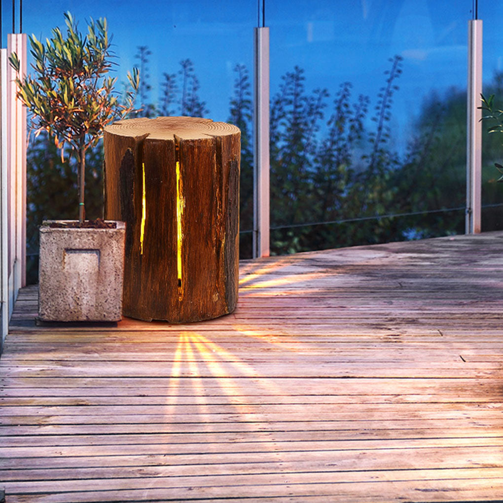 Resin Tree Stump Outdoor LED Lamp Rustic Garden Landscape Light