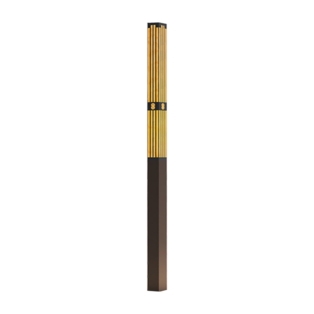 Rectangular Outdoor Bollard Light with Streak Cut Design