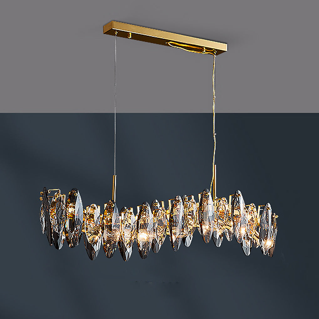 Modern Crystal Chandelier with Three-Color LED - Gold Finish