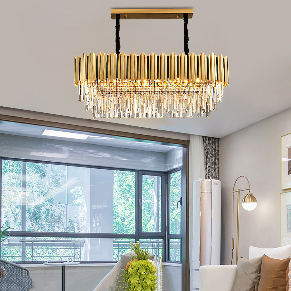 Modern Crystal Chandelier with Geometric Design | LED E14