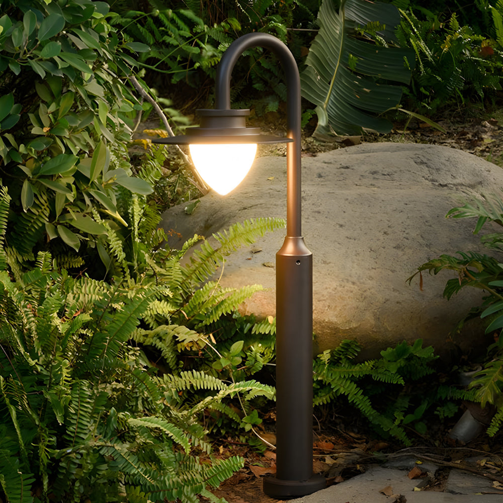 Modern Arc Arm LED Outdoor Post Lamp - Die-Cast Aluminum
