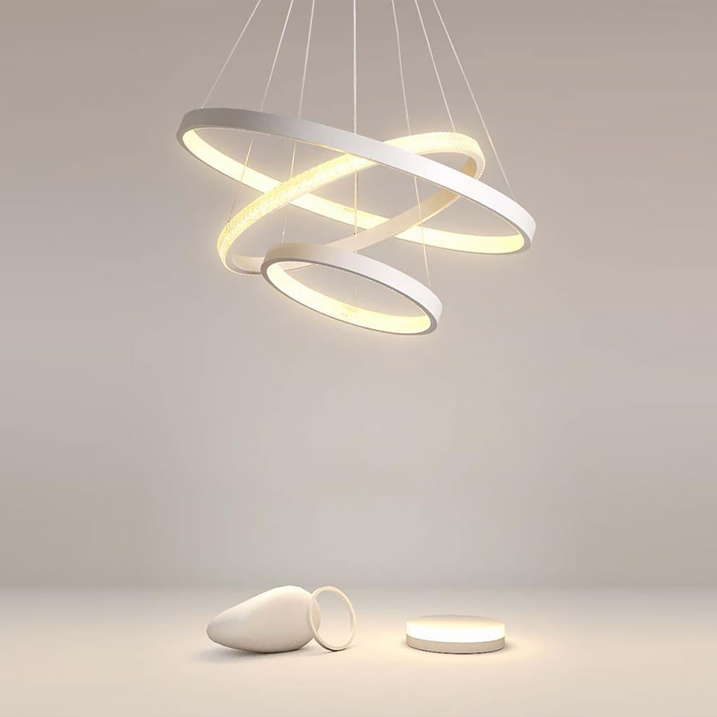 Modern 3-Ring LED Chandelier - Acrylic & Aluminum Ceiling Light