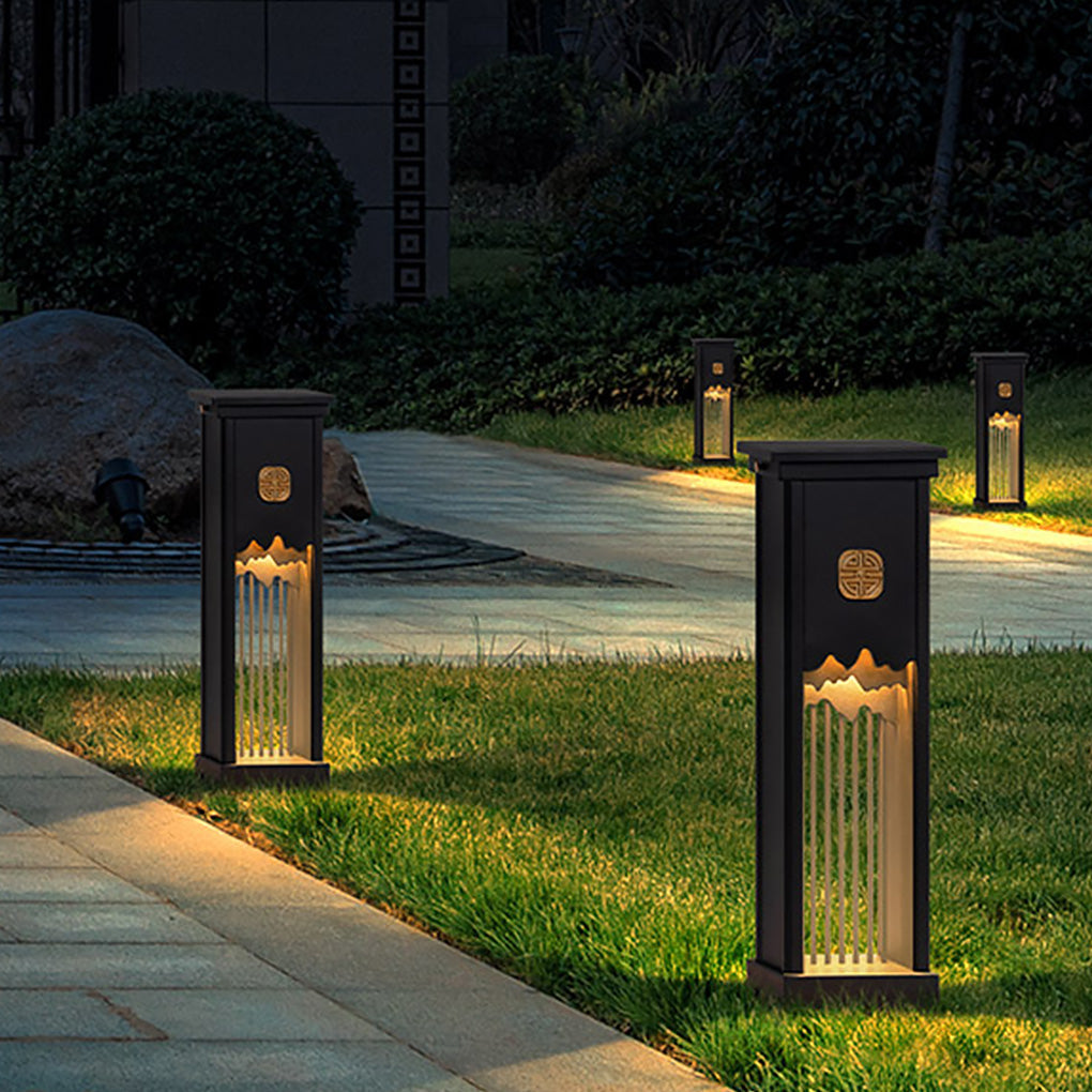 Artistic Cut Outdoor LED Landscape Light - Black Aluminum & Steel
