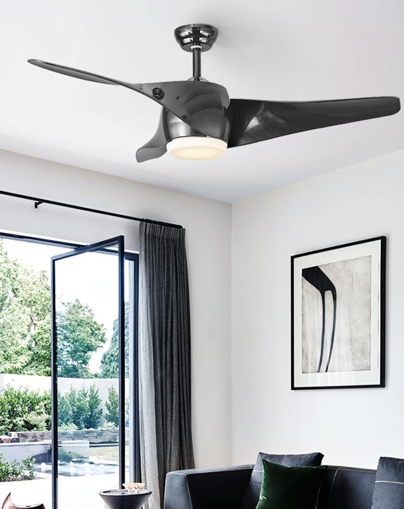 52" Downrod Ceiling Fan with Remote Control and LED Lights