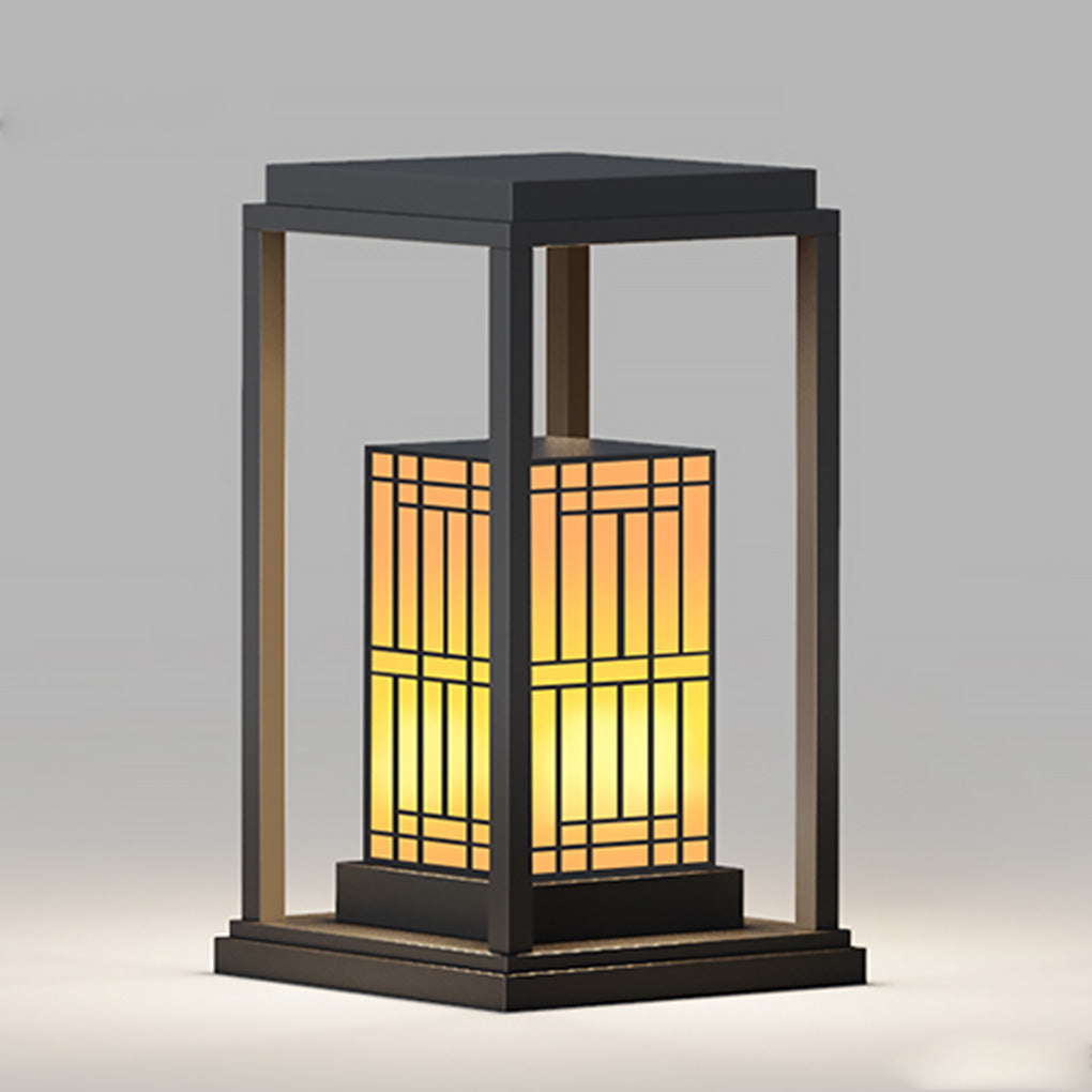 Rectangular Frame Outdoor Landscape Light with Patterned Shade