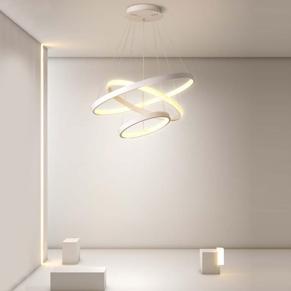Modern 3-Ring LED Chandelier - Acrylic & Aluminum Ceiling Light