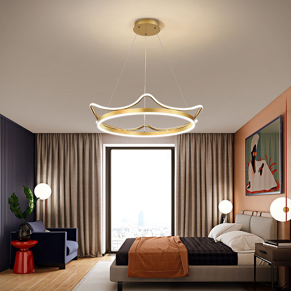 Modern Crown Chandelier Dimmable LED Ceiling Light with Remote
