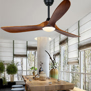 Modern Solid Wood Ceiling Fan with LED Light and Remote Control