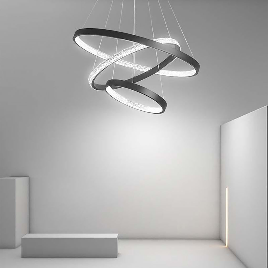 Modern 3-Ring LED Chandelier - Acrylic & Aluminum Ceiling Light