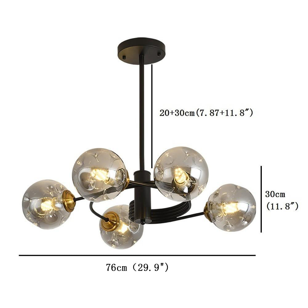 Nordic Sputnik Chandelier 5-Light Metal Glass Globe Pendant