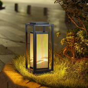 Modern Geometric LED Outdoor Lantern – Solar or Hardwired Black Metal