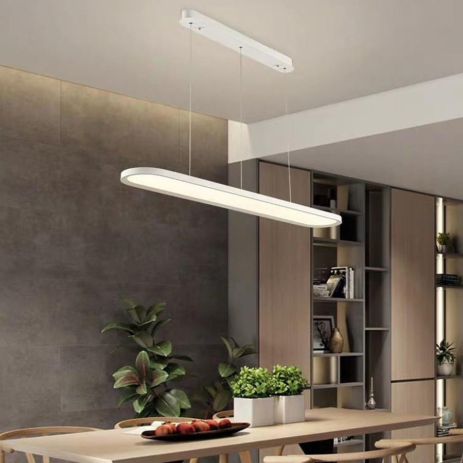 Modern Oval LED Pendant Light – Metal & Acrylic Ceiling Fixture