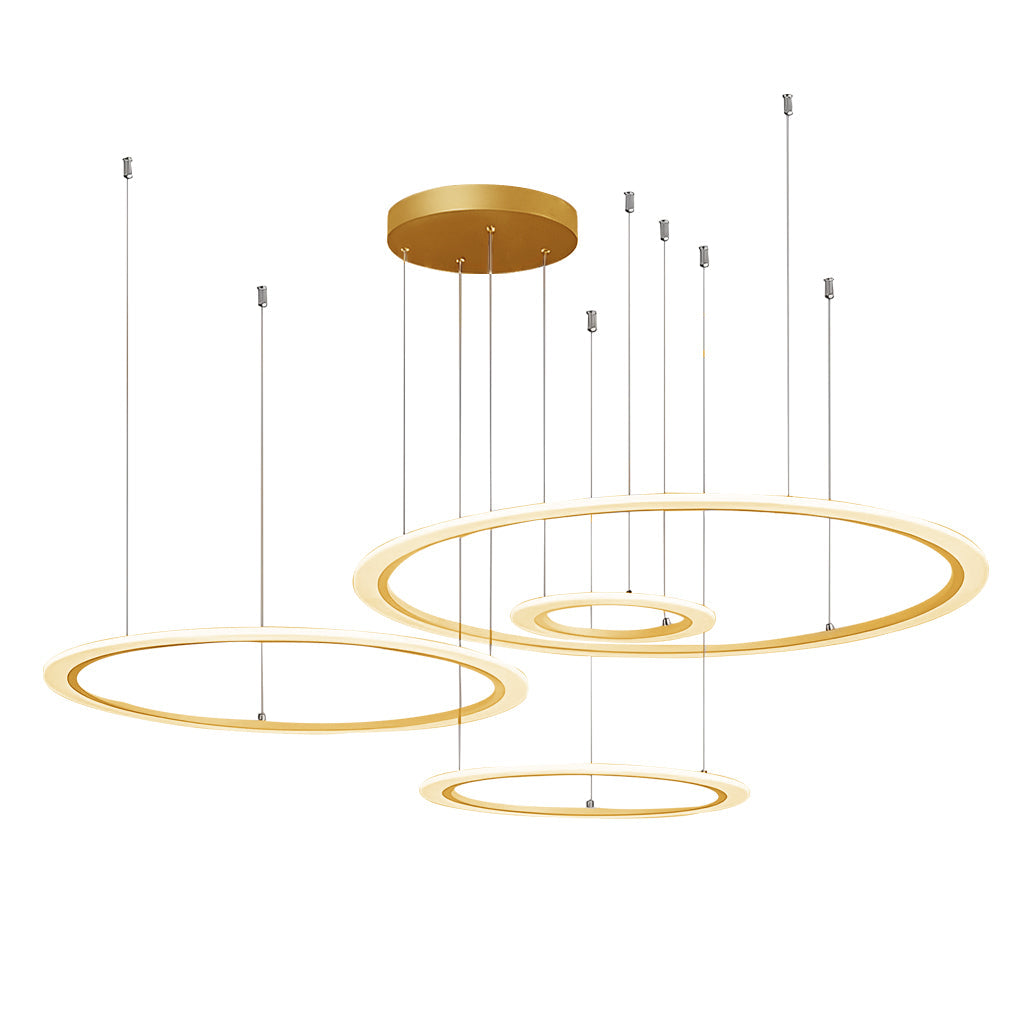 Four-Ring Dimmable LED Geometric Chandelier - Modern Pendant Light