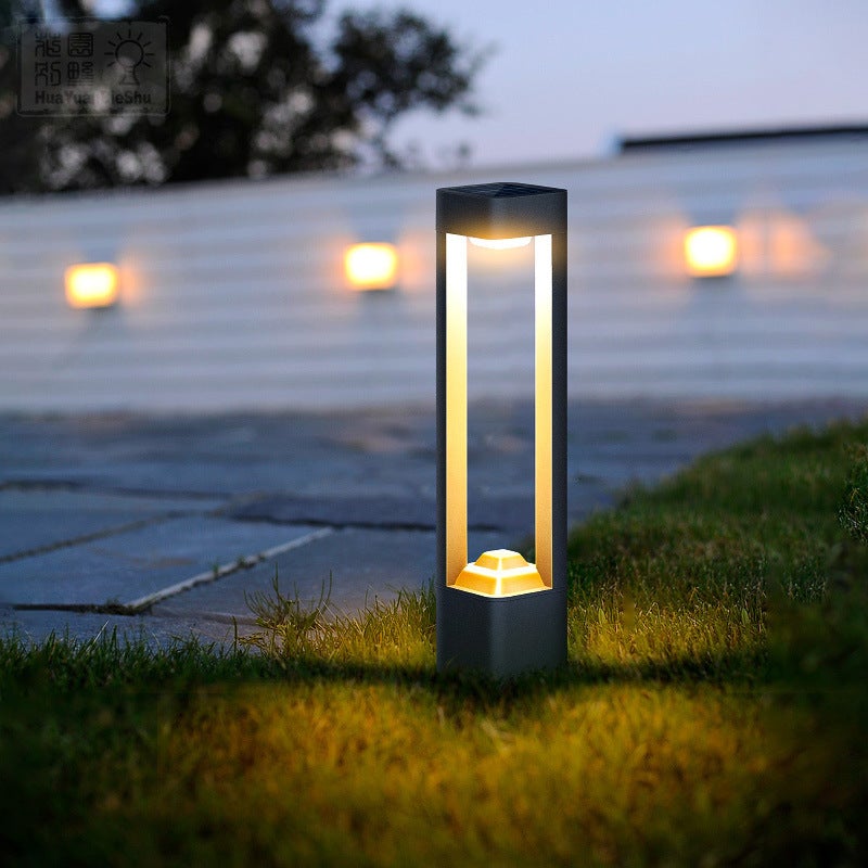 Modern Square Hollow Aluminum Solar Pathway Light - Outdoor LED