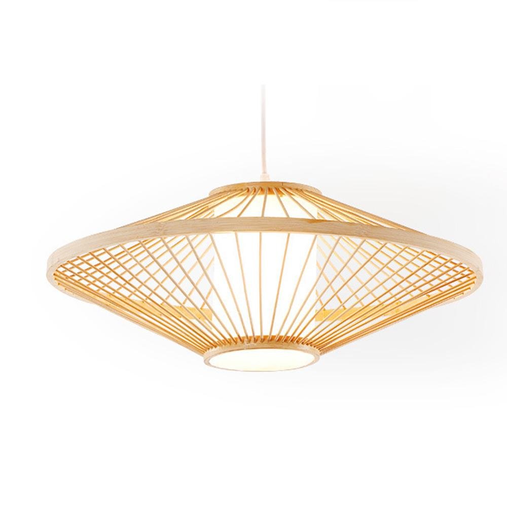 Black Bamboo Farmhouse Pendant Light - Pyramid Ceiling Fixture