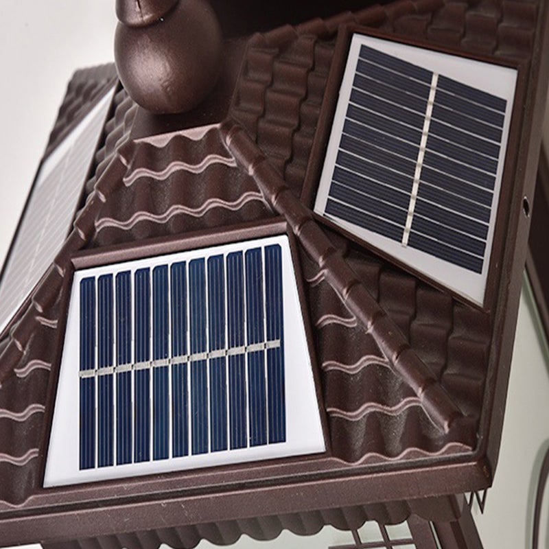 Striped Glass Solar Outdoor Wall Light – Retro Industrial Design