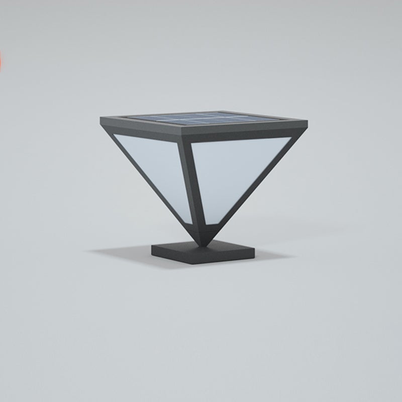 Modern Geometric Solar LED Post Light Stainless Steel Outdoor