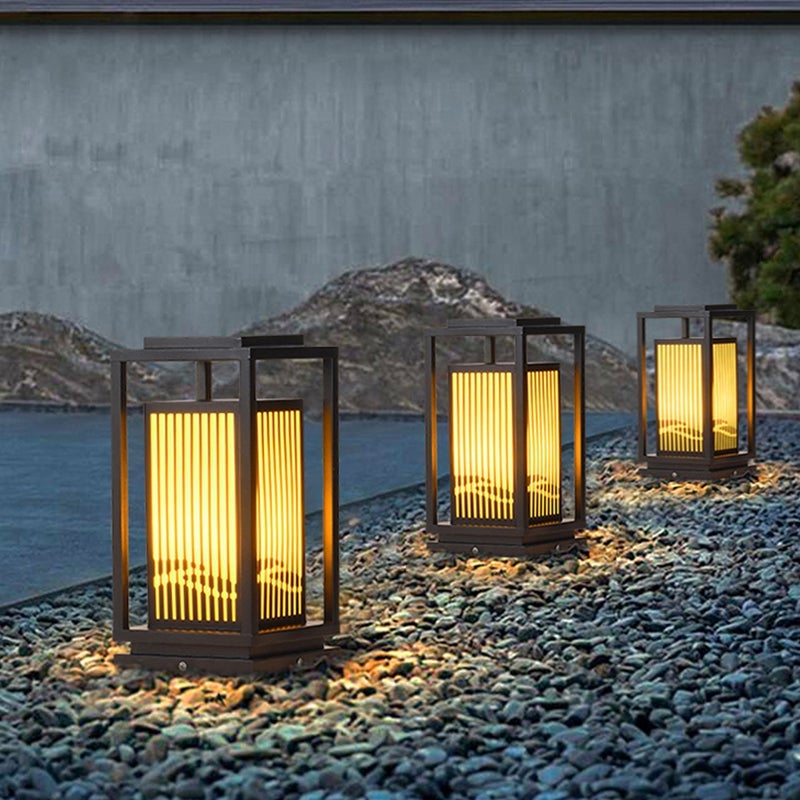 Modern Geometric LED Outdoor Lantern – Solar or Hardwired Black Metal