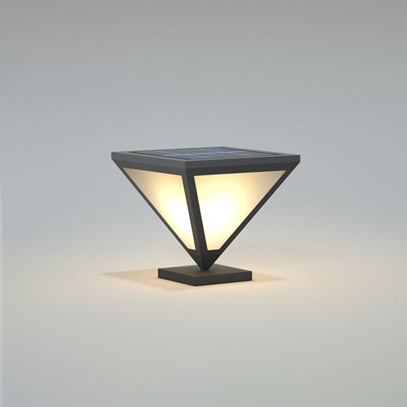 Modern Geometric Solar LED Post Light Stainless Steel Outdoor