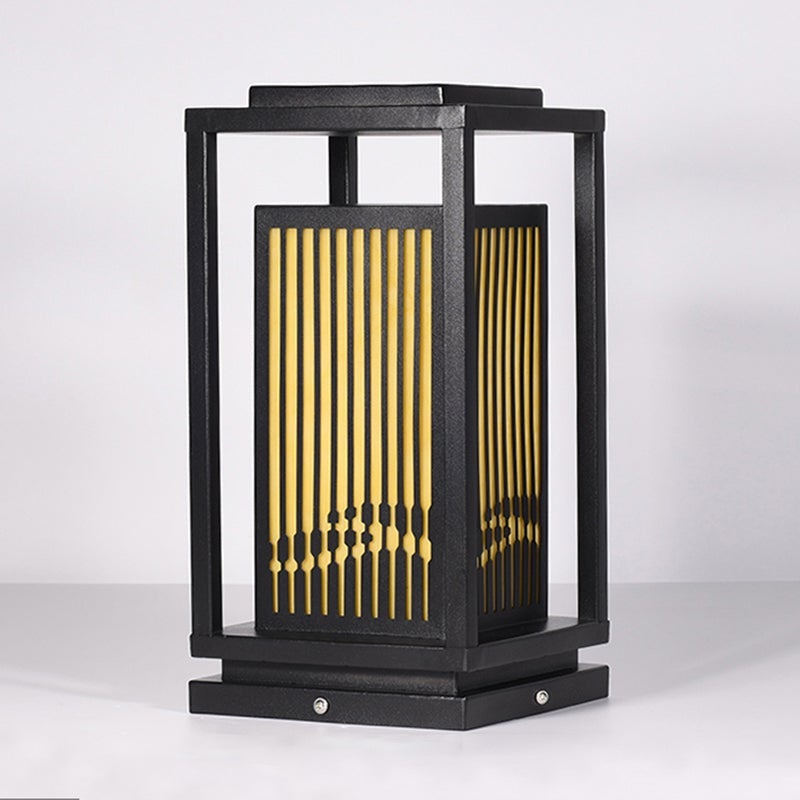 Modern Geometric LED Outdoor Lantern – Solar or Hardwired Black Metal