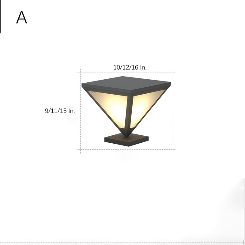 Modern Geometric Solar LED Post Light Stainless Steel Outdoor
