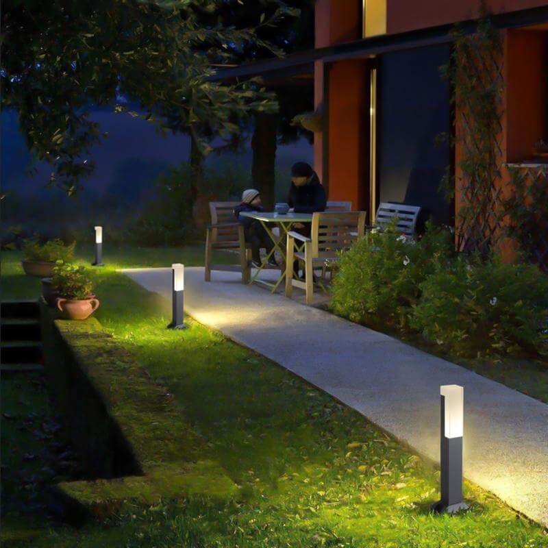 Modern Cuboid LED Bollard Light – Aluminum Outdoor Post Lamp