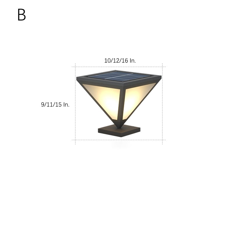 Modern Geometric Solar LED Post Light Stainless Steel Outdoor