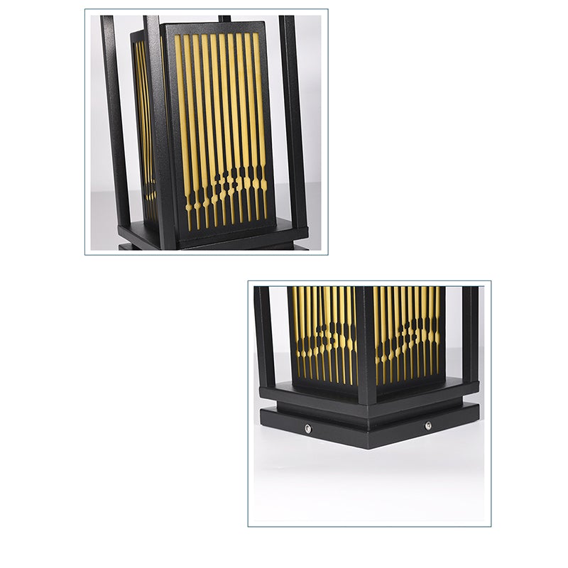Modern Geometric LED Outdoor Lantern – Solar or Hardwired Black Metal