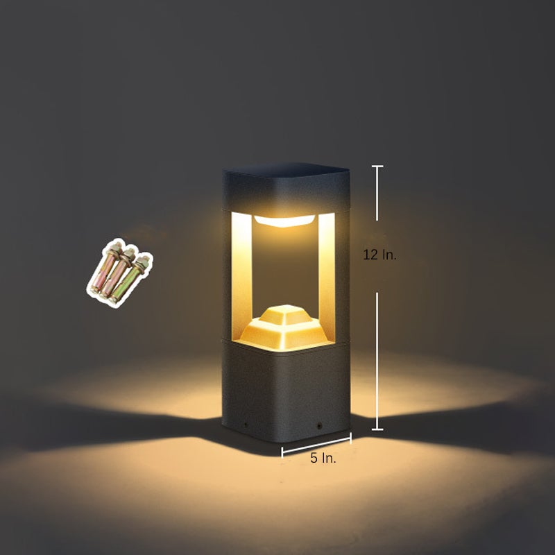 Modern Square Hollow Aluminum Solar Pathway Light - Outdoor LED