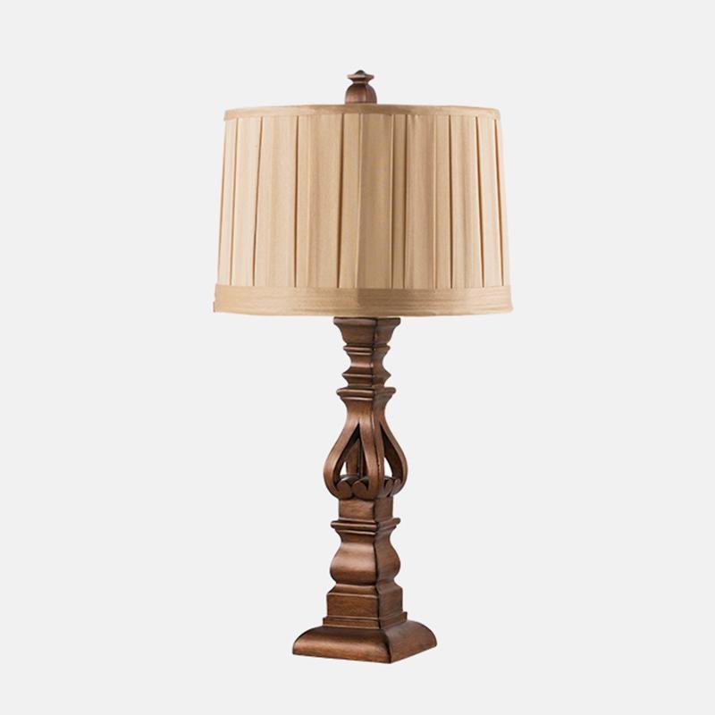 Striped Drum Shade Rustic Tower Table Lamp - Resin Base