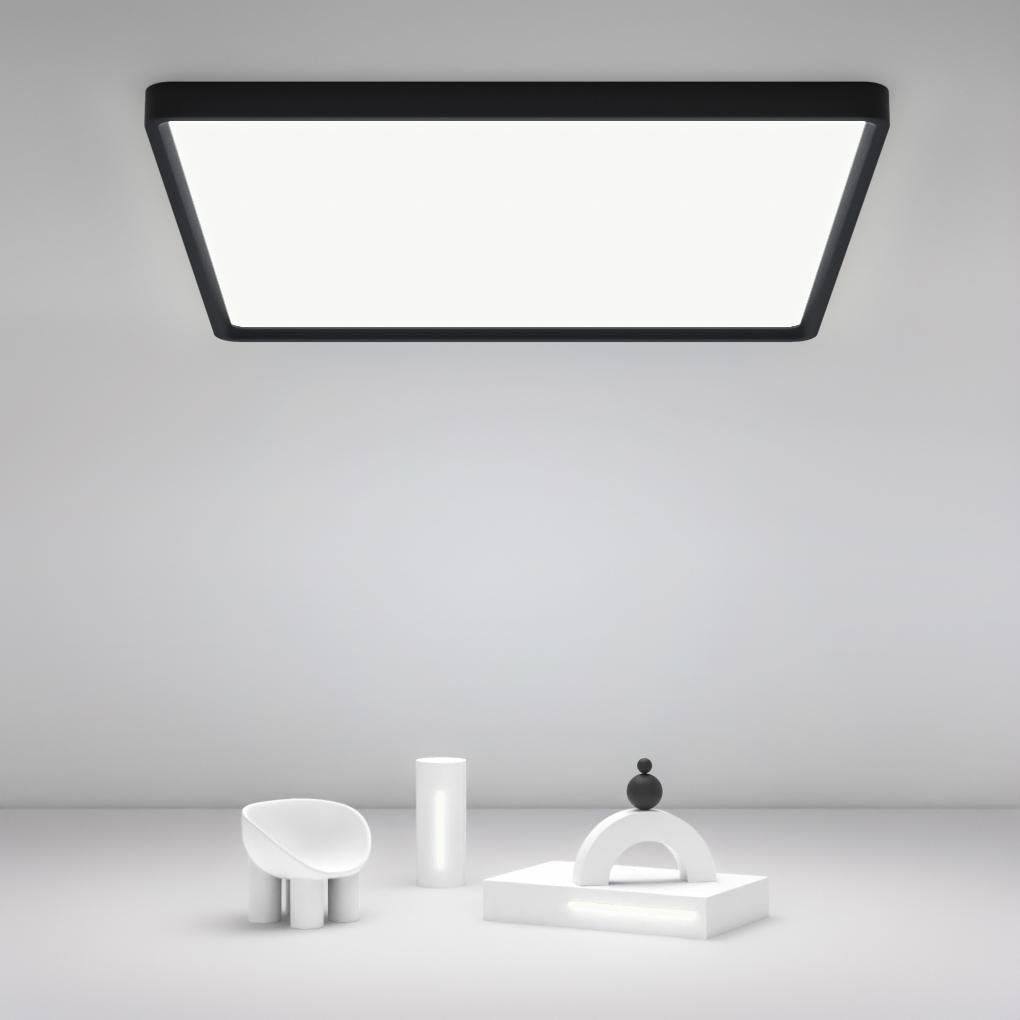 Modern Square Flush Mount Ceiling Light - Black Aluminum Frame