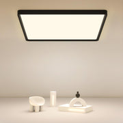 Modern Square Flush Mount Ceiling Light - Black Aluminum Frame