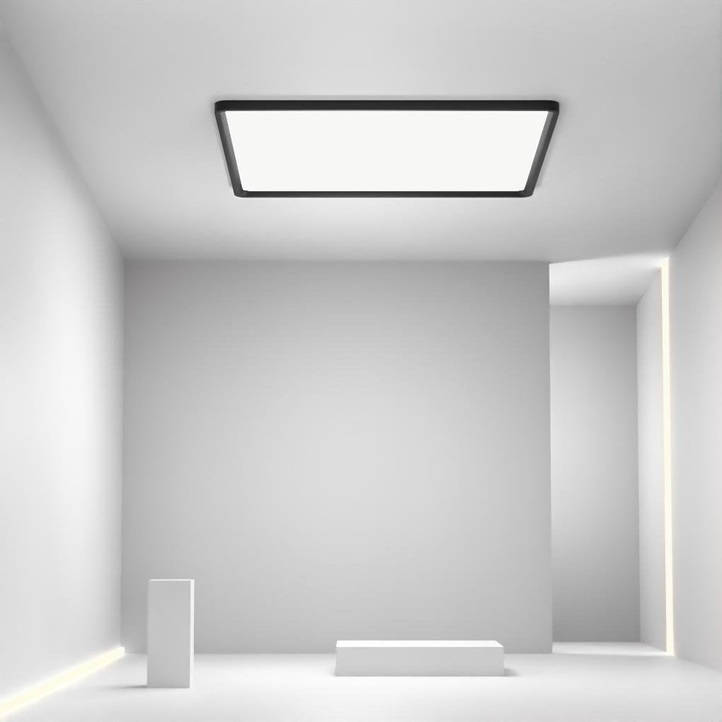 Modern Square Flush Mount Ceiling Light - Black Aluminum Frame
