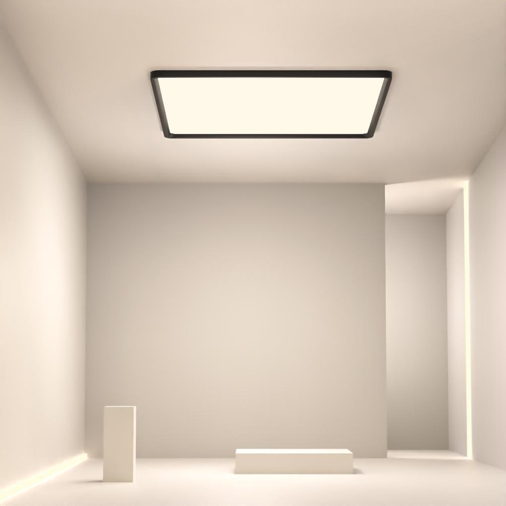 Modern Square Flush Mount Ceiling Light - Black Aluminum Frame