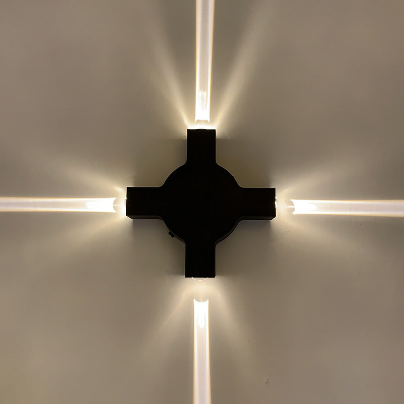Starlight Modern LED Outdoor Wall Lamp - Waterproof Black Aluminum