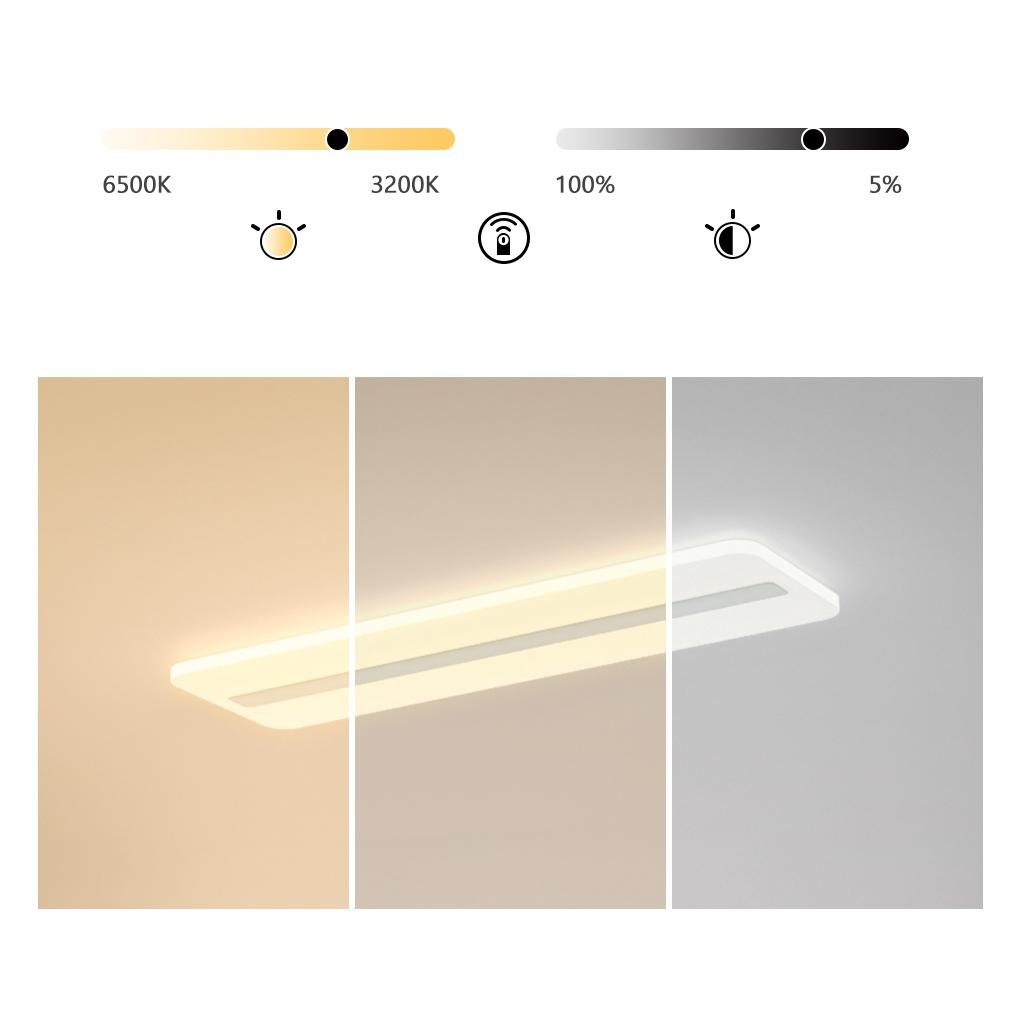White Rectangular Flush Mount Ceiling Light with 3-Step Dimming
