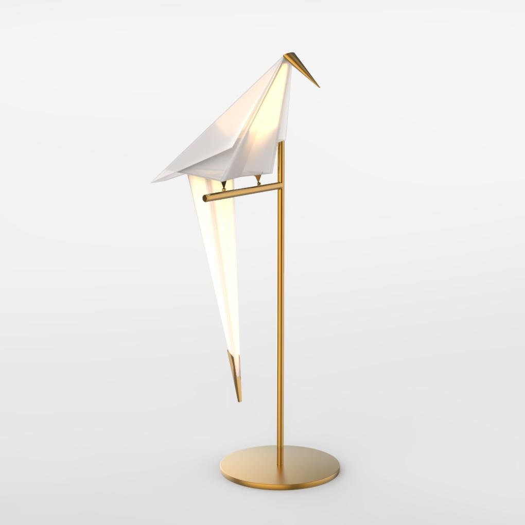 Modern Origami Bird LED Table Lamp with Brass Base